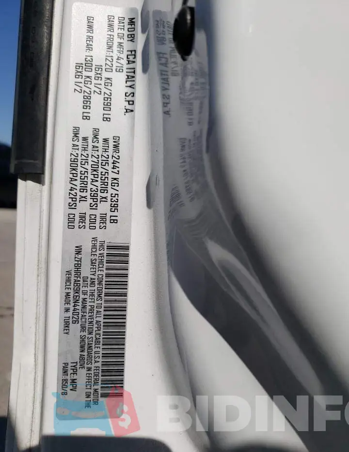 ZFBHRFAB9K6N44026 Photo# 13