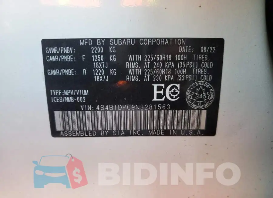 4S4BTDPC9N3281563 Photo# 14