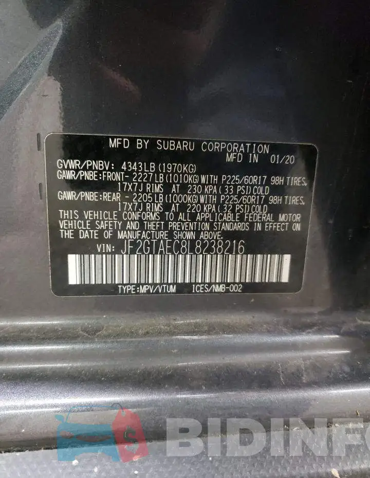 JF2GTAEC8L8238216 Photo# 12