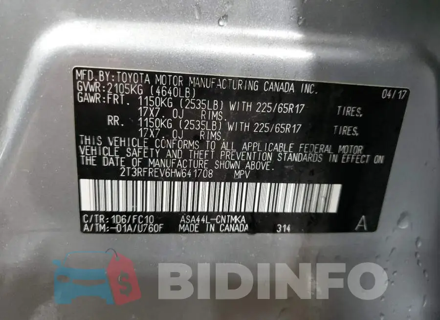 2T3RFREV6HW641708 Photo# 12