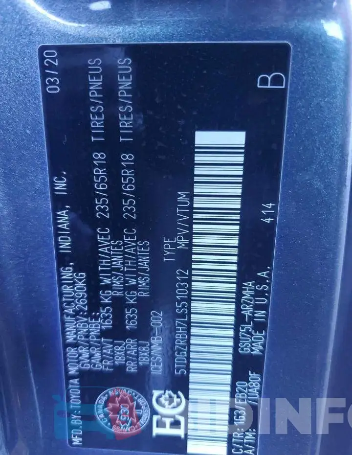 5TDGZRBH7LS510312 Photo# 13
