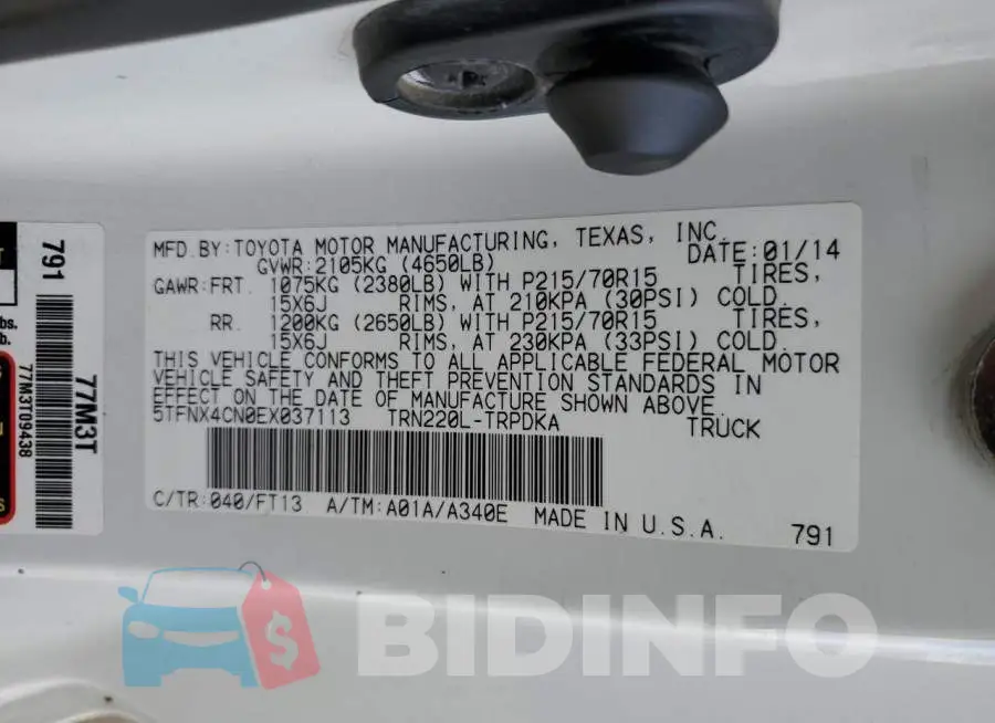 5TFNX4CN0EX037113 Photo# 13