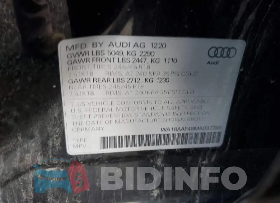 WA18AAF48MA037789 Photo# 12
