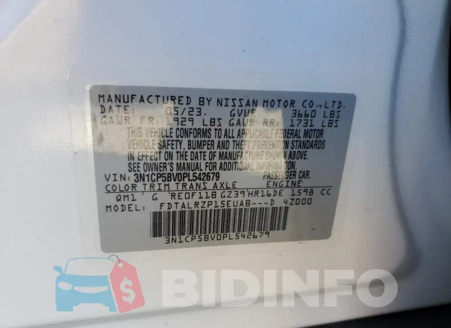 3N1CP5BV0PL542679 Photo# 13