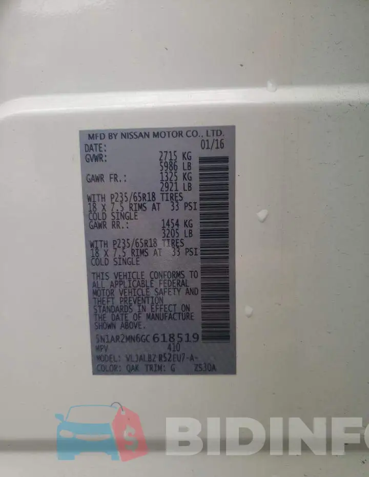 5N1AR2MN6GC618519 Photo# 13