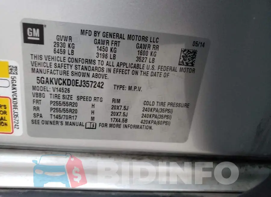 5GAKVCKD0EJ357242 Photo# 13