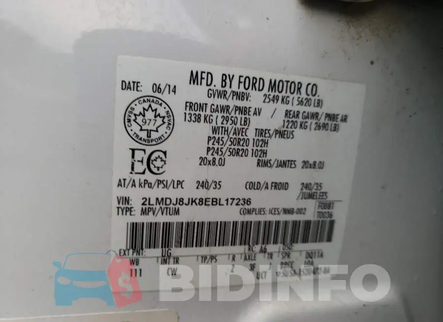 2LMDJ8JK8EBL17236 Photo# 13