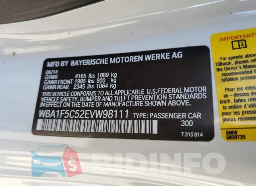 WBA1F5C52EVW98111 Photo# 12