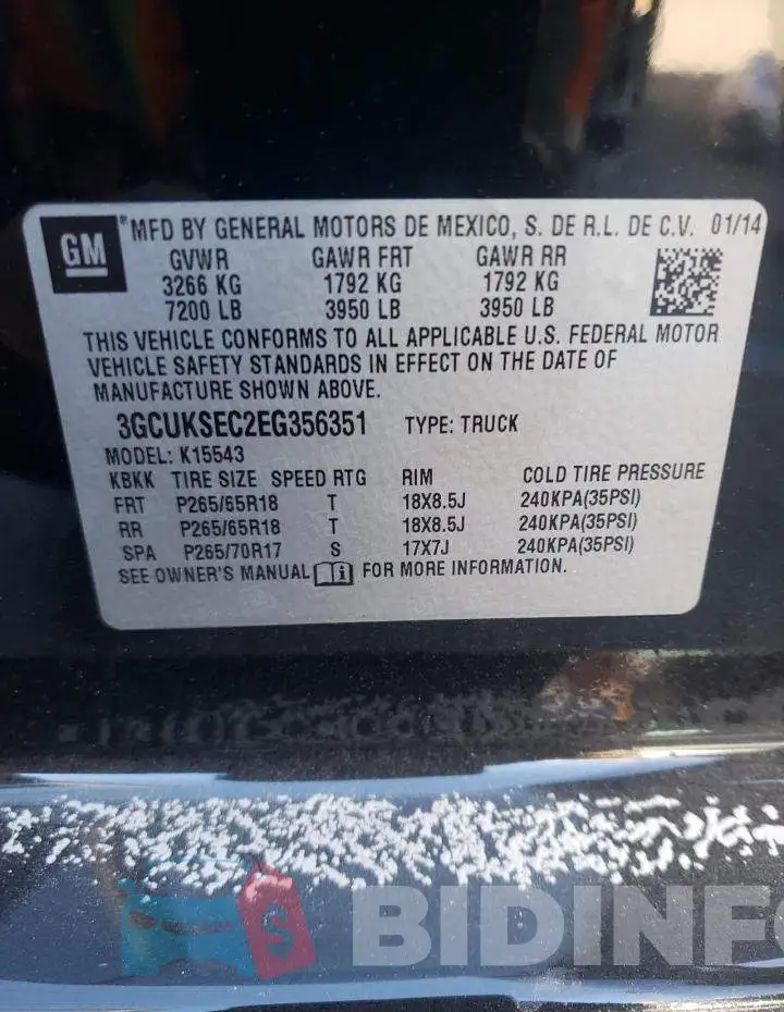3GCUKSEC2EG356351 Photo# 12