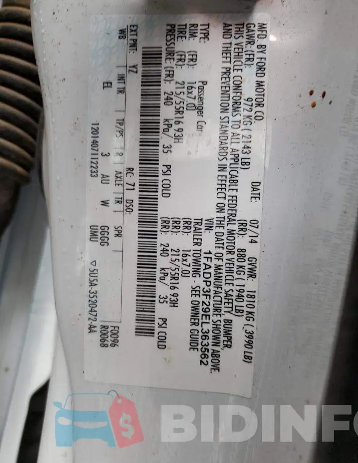 1FADP3F29EL363562 Photo# 12