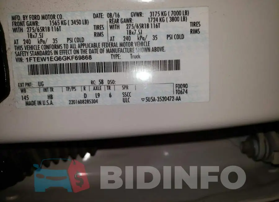 1FTEW1EG6GKF69868 Photo# 12