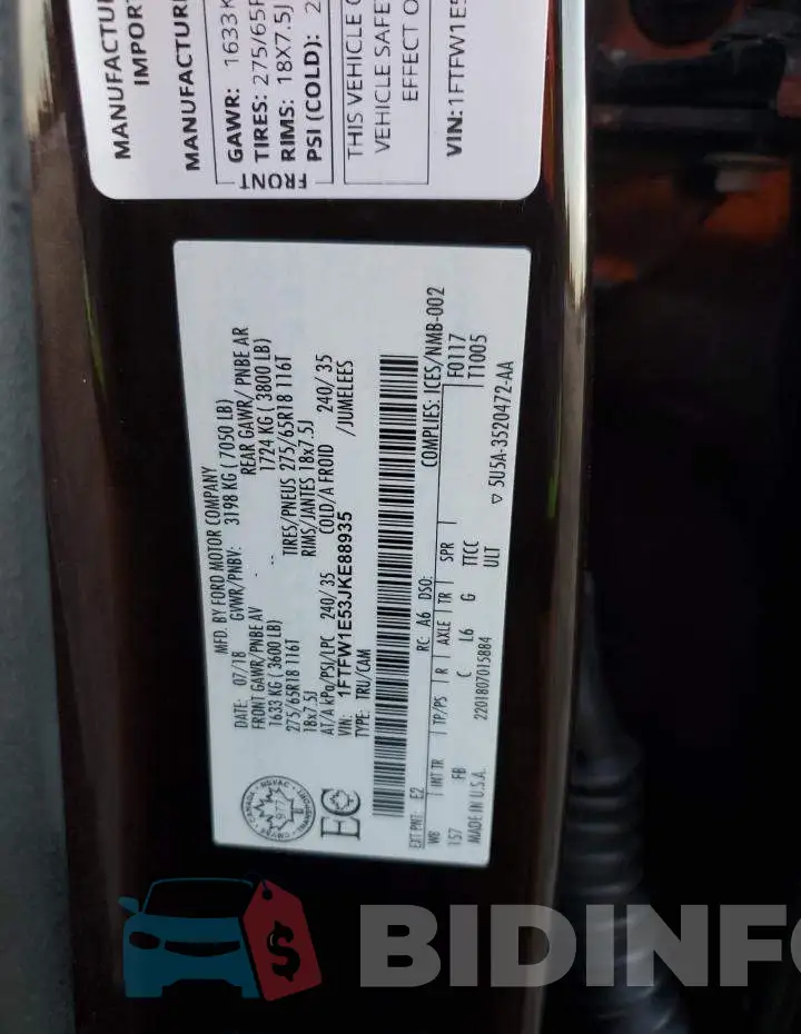 1FTFW1E53JKE88935 Photo# 12