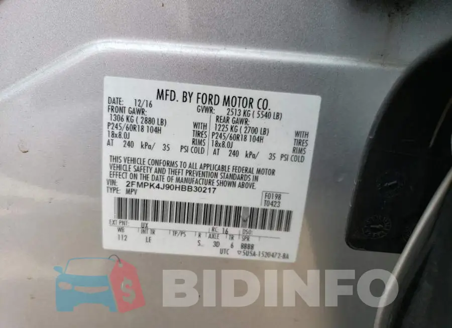 2FMPK4J90HBB30217 Photo# 13