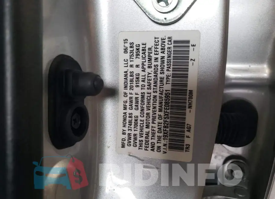 19XFB2F5XFE085951 Photo# 13