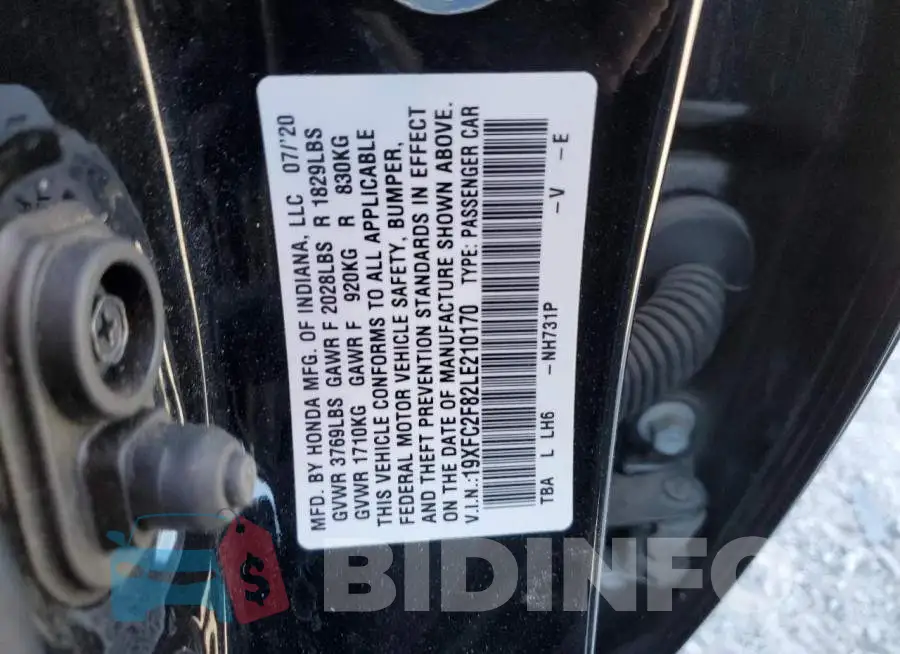 19XFC2F82LE210170 Photo# 12