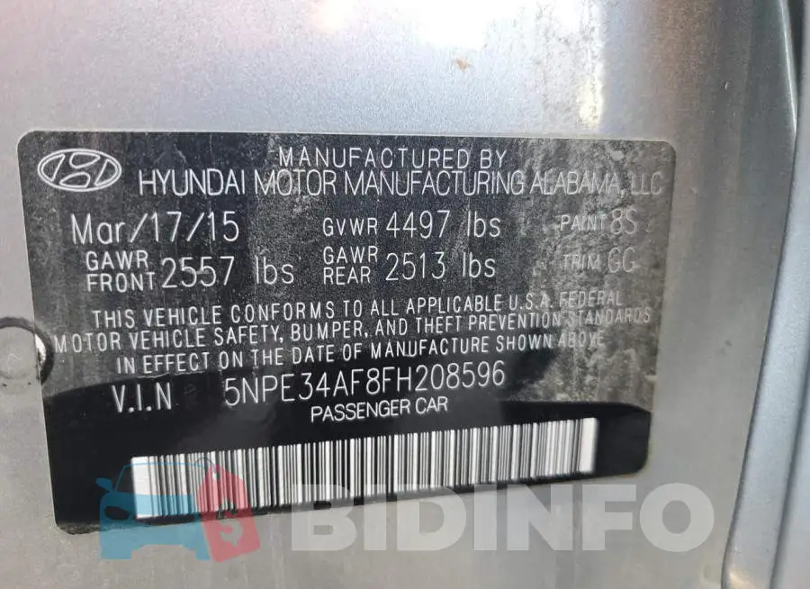 5NPE34AF8FH208596 Photo# 12