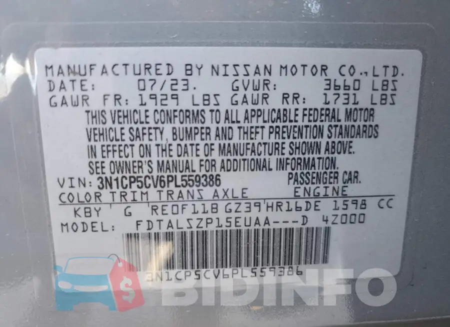 3N1CP5CV6PL559386 Photo# 12