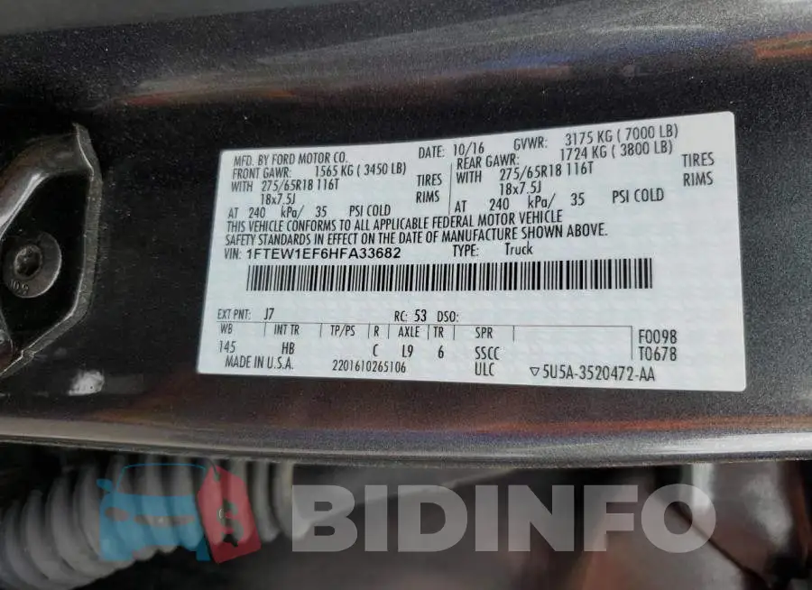 1FTEW1EF6HFA33682 Photo# 12