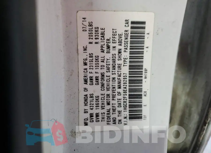 1HGCR2F58EA282957 Photo# 13