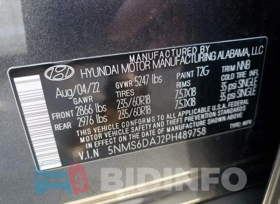 5NMS6DAJ2PH489758 Photo# 14