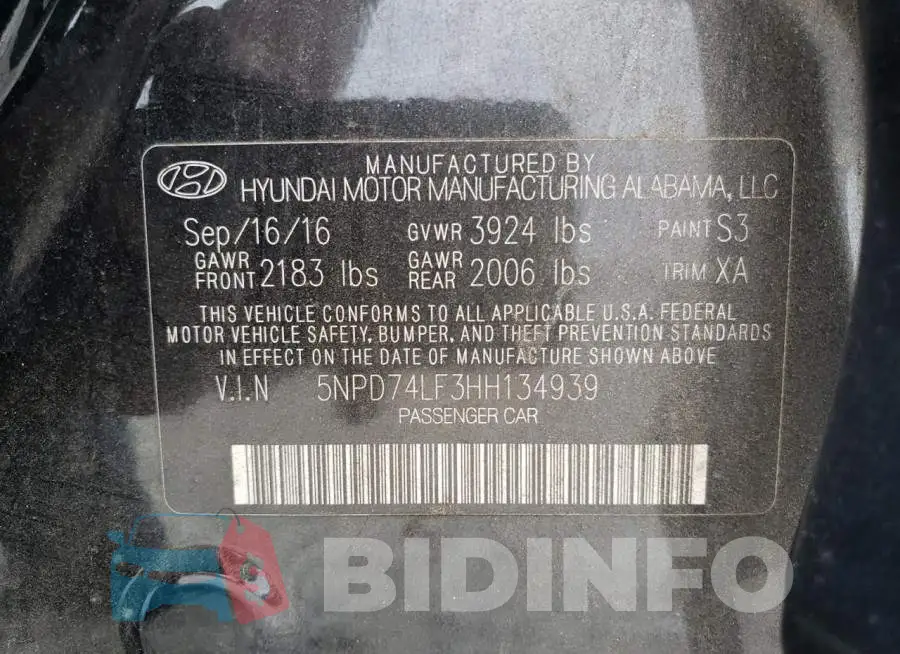 5NPD74LF3HH134939 Photo# 13