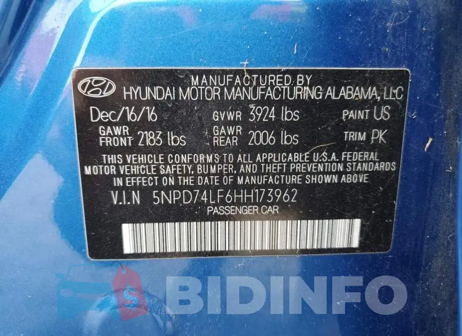 5NPD74LF6HH173962 Photo# 13