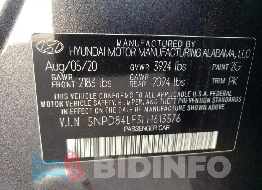 5NPD84LF3LH613576 Photo# 13