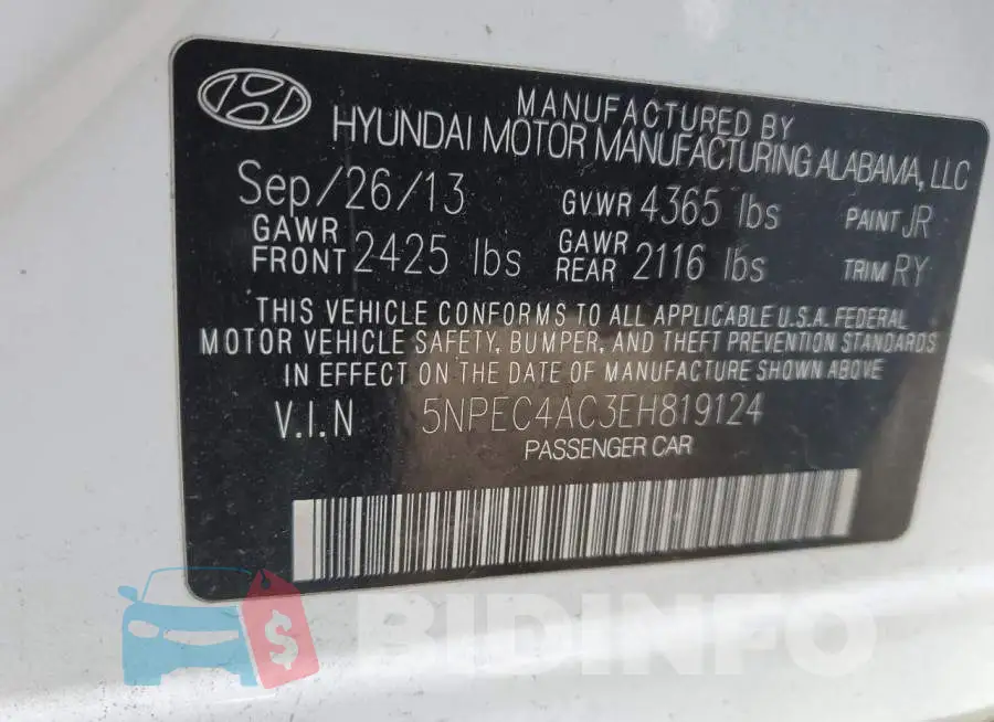 5NPEC4AC3EH819124 Photo# 13