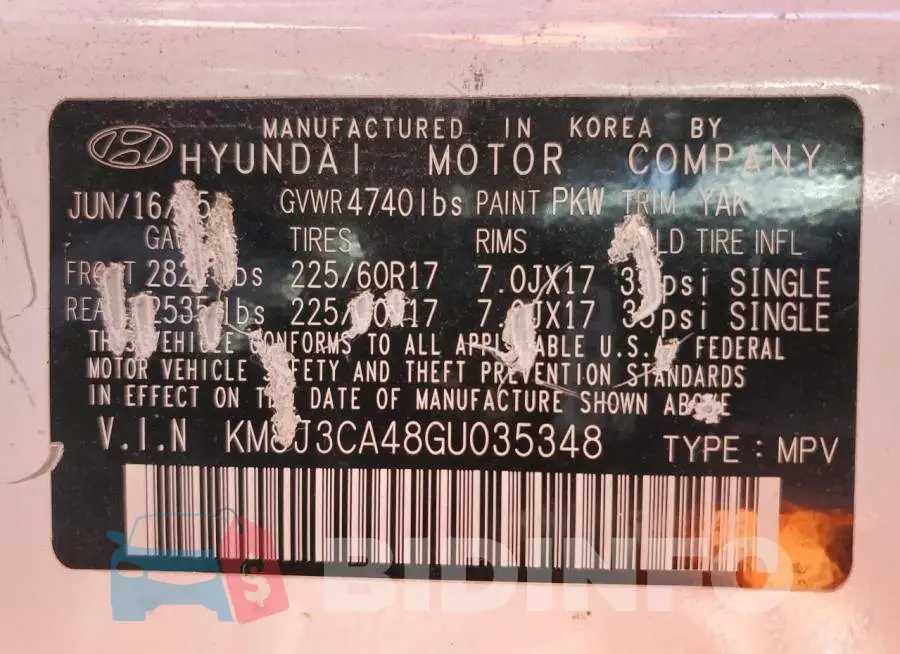 KM8J3CA48GU035348 Photo# 12