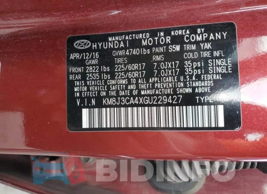 KM8J3CA4XGU229427 Photo# 12