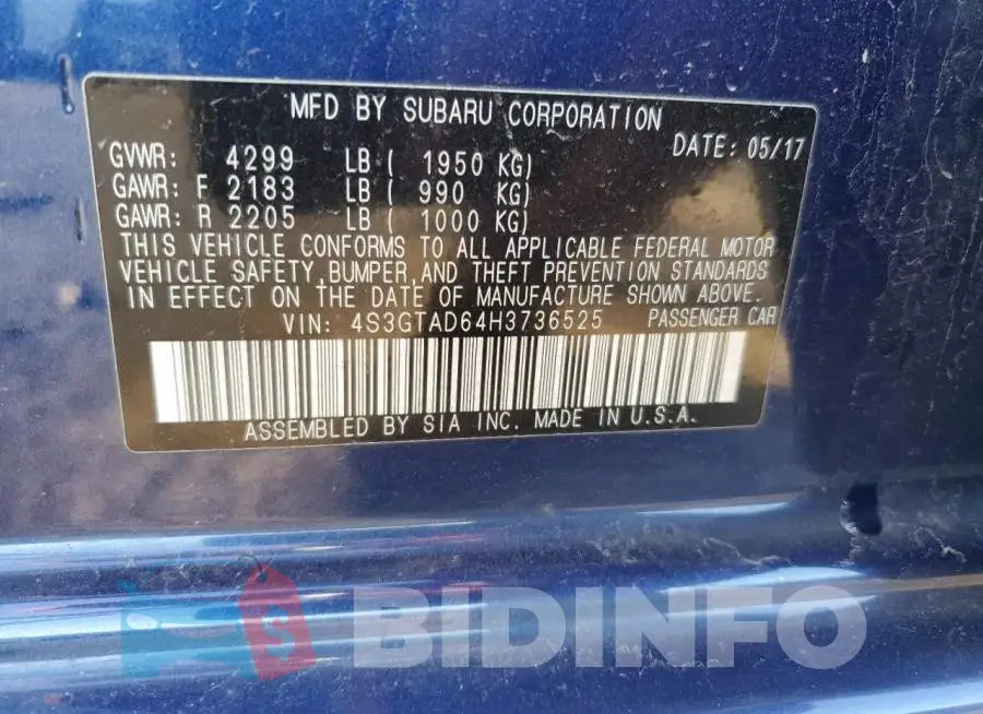 4S3GTAD64H3736525 Photo# 13
