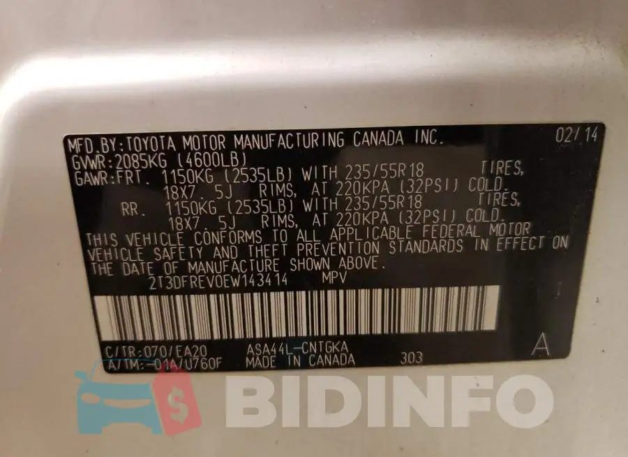 2T3DFREV0EW143414 Photo# 12