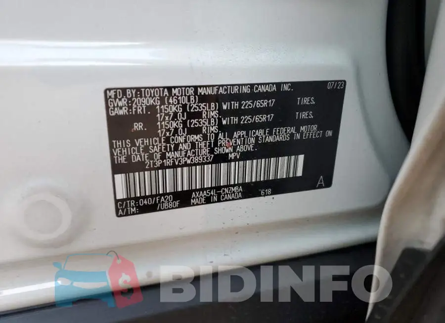2T3P1RFV3PW389337 Photo# 12