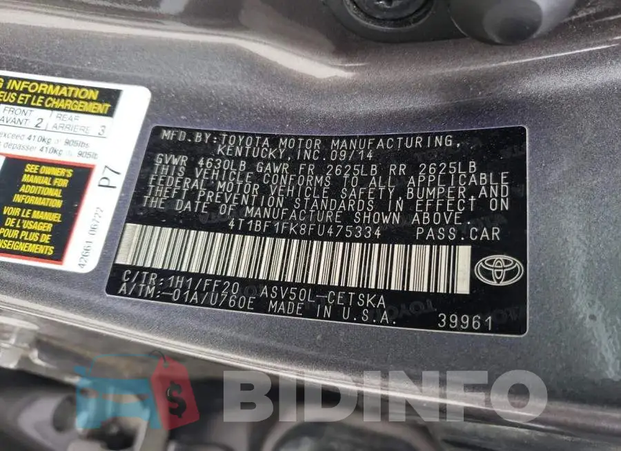 4T1BF1FK8FU475334 Photo# 12