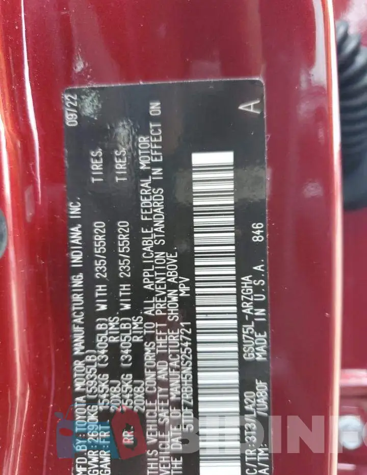 5TDFZRBH5NS254721 Photo# 12