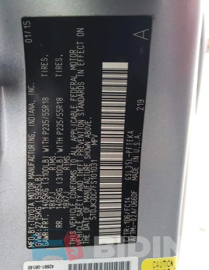 5TDJK3DC7FS101031 Photo# 12