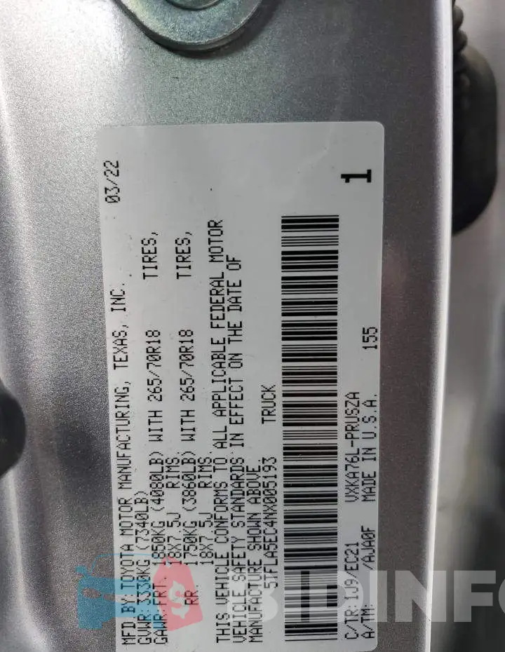 5TFLA5EC4NX005193 Photo# 12