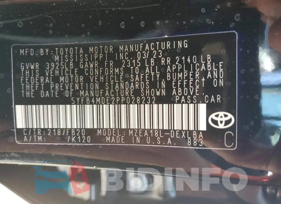 5YFB4MDE2PP028232 Photo# 13