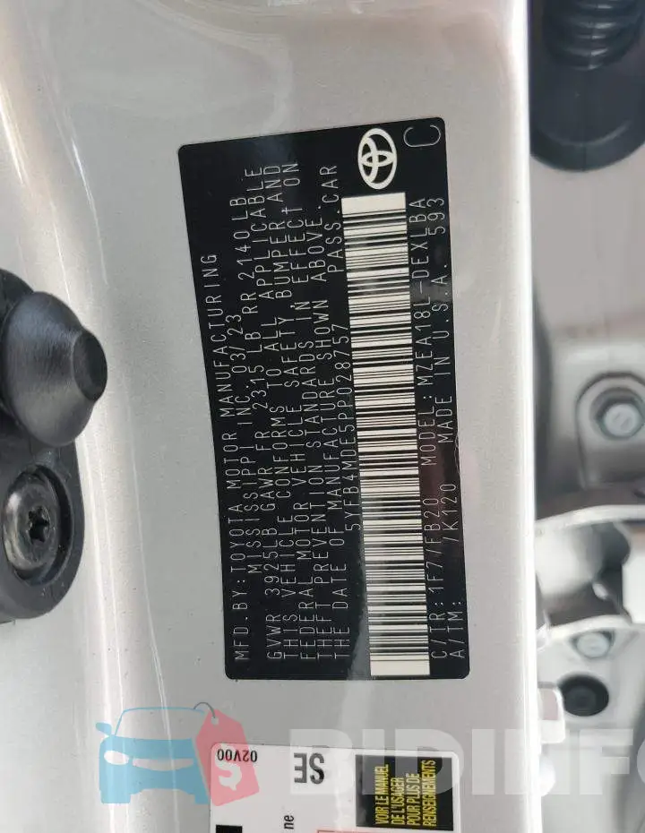 5YFB4MDE5PP028757 Photo# 12