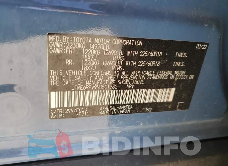 JTME6RFV9ND521732 Photo# 13