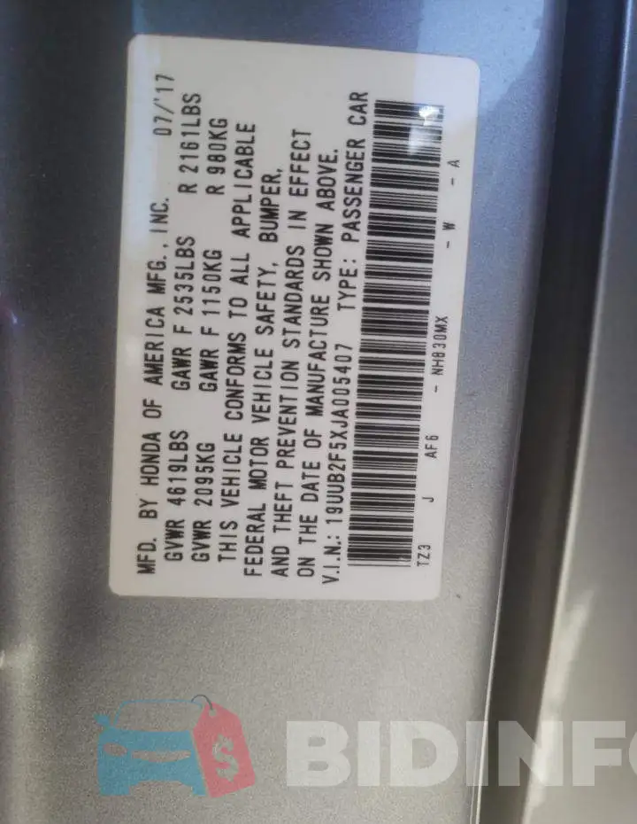 19UUB2F5XJA005407 Photo# 12