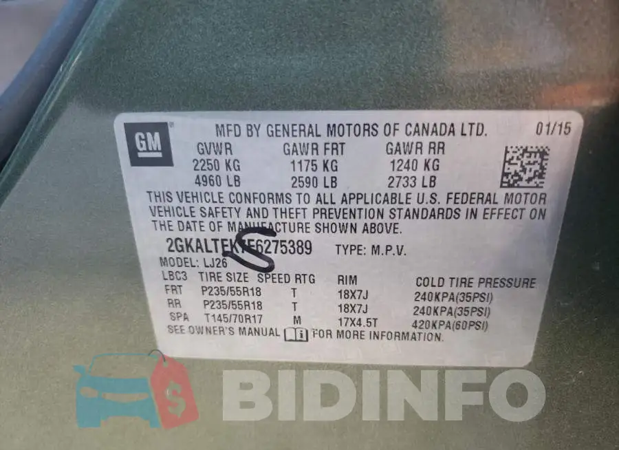 2GKALTEK7F6275389 Photo# 14