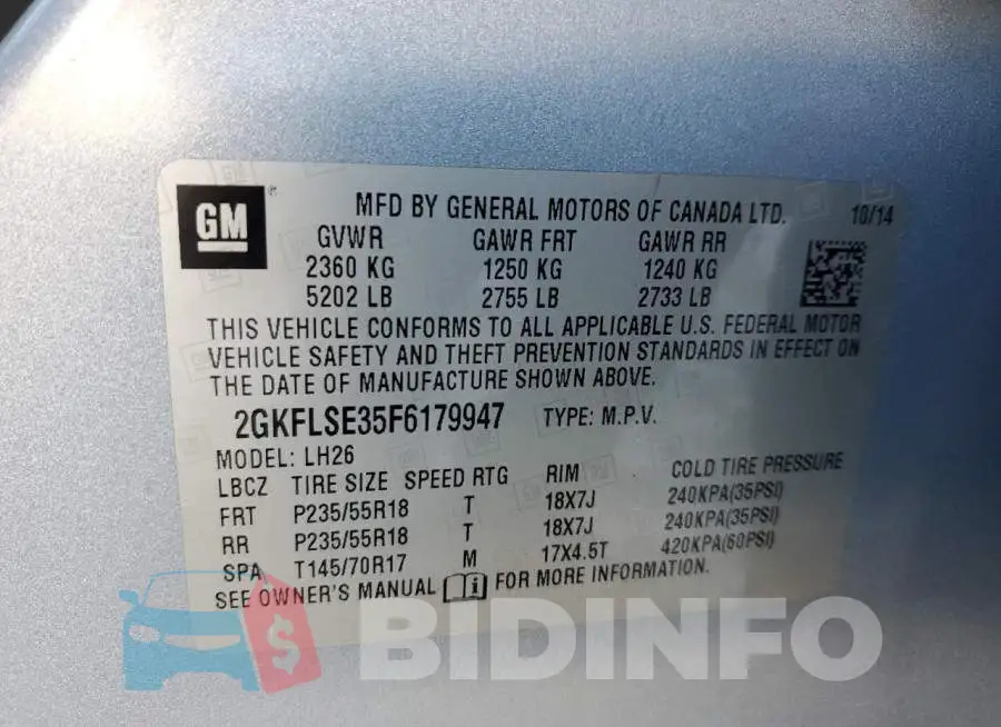 2GKFLSE35F6179947 Photo# 13