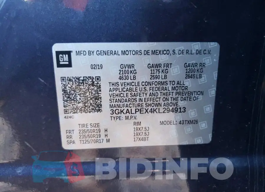 3GKALPEX4KL294913 Photo# 13