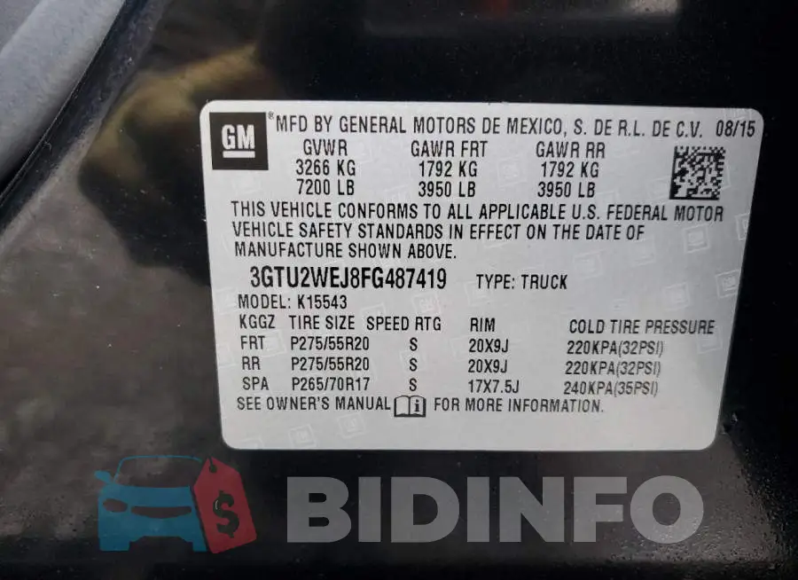3GTU2WEJ8FG487419 Photo# 12