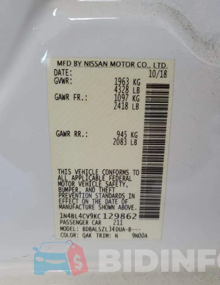 1N4BL4CV9KC129862 Photo# 12