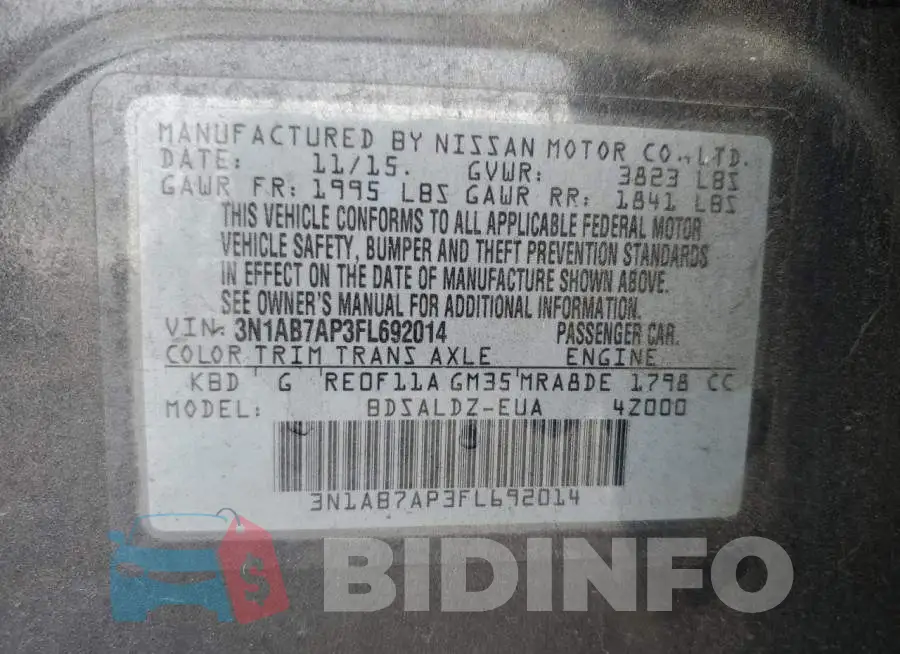 3N1AB7AP3FL692014 Photo# 13