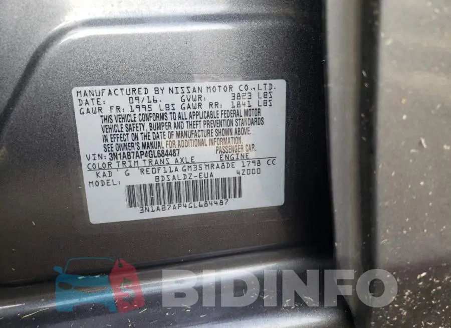 3N1AB7AP4GL684487 Photo# 12