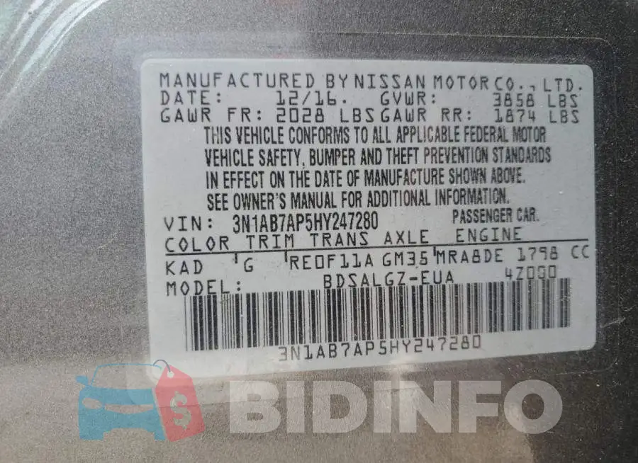 3N1AB7AP5HY247280 Photo# 13
