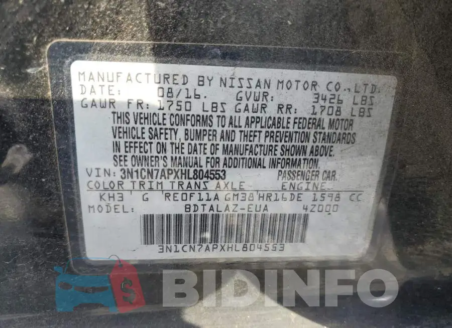 3N1CN7APXHL804553 Photo# 13